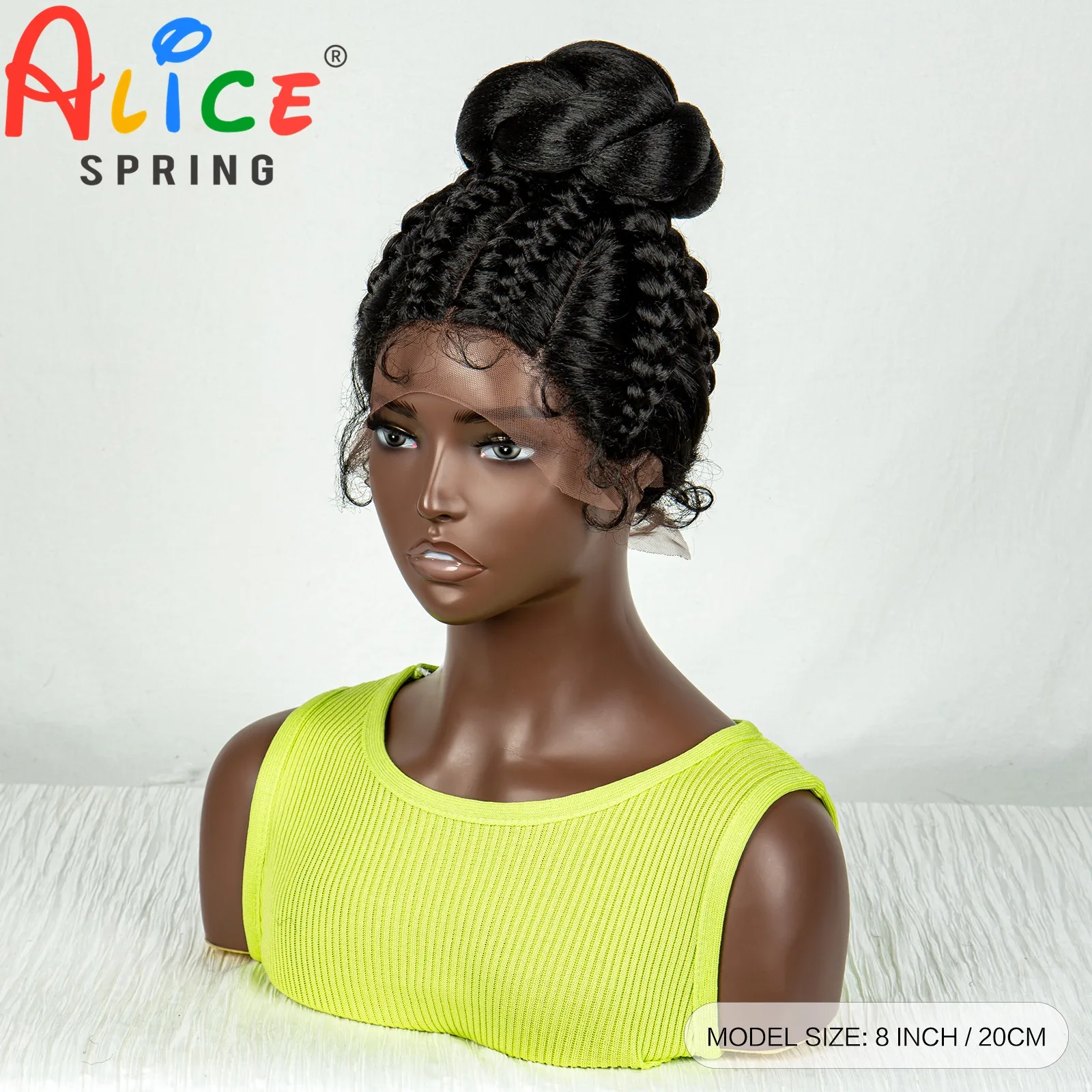 Knotless Box Lace Front Wigs Synthetic Bun Updo Braided Wigs for Women Cornrow Ponytail Lace Braiding Hair Wig with Baby Hair