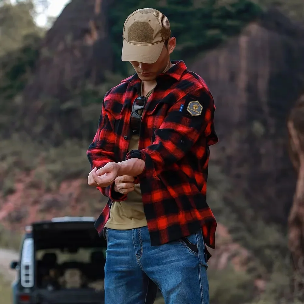 Emersongear niebieska etykieta „Longicorn” koszule flanelowe taktyczne ergonomiczne t-shirty miejskie topy dojazdowe Camping piesze wycieczki polowanie EMB9706 — zdjęcie 2