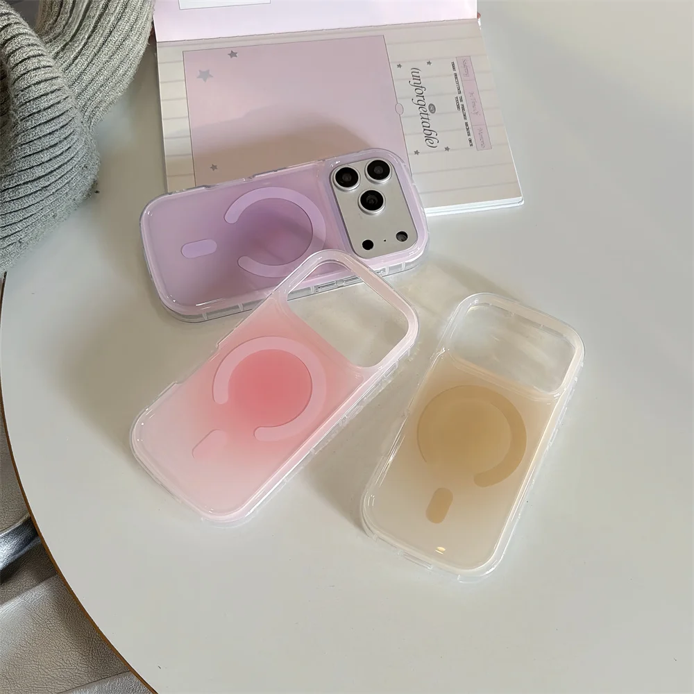 

New Fro Magnetic Case Jelly Color Cute and Simple Suitable for iPhone 17 Promax/13/14/15/16 Pro Max All Inclusive Anti Drop Edit