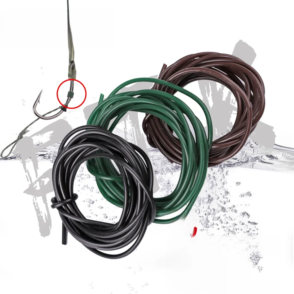 Tube de pêche FTK 1M/2M en silicone souple vert/noir/marron, manchons de pêche, ligne de montage pour hameçon, tuyau de pêche, outil de pêche