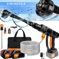 21V Cordless Electric Pressure WasherPortable Power Cars Washer Cleaner Powered High Pressure for Garden Floor with 2 Battery