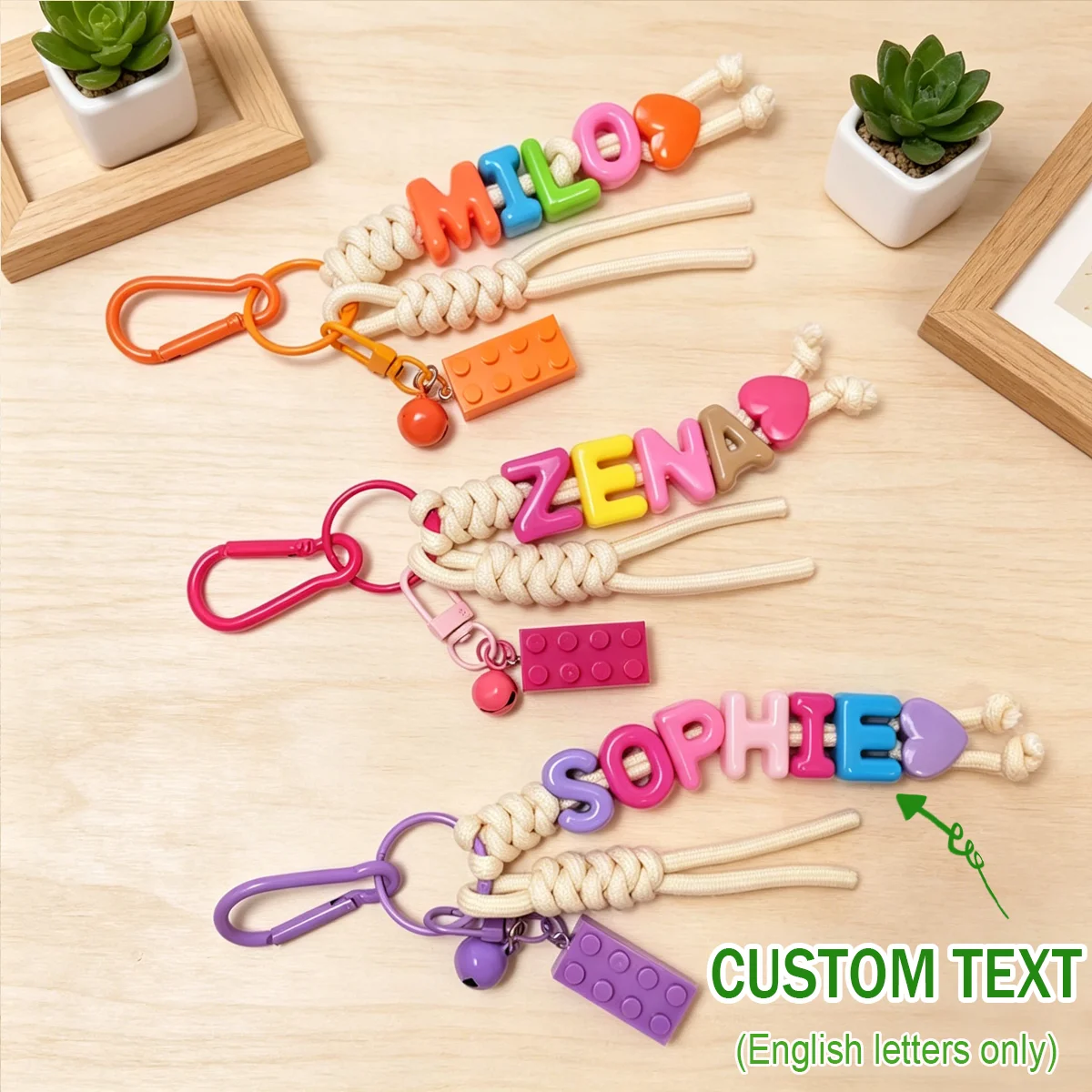 1pc Custom Initial Keychain with Tassel & Bell — Handmade Braided Bag Charm, Personalized Bag Accessory, Graduation Gift