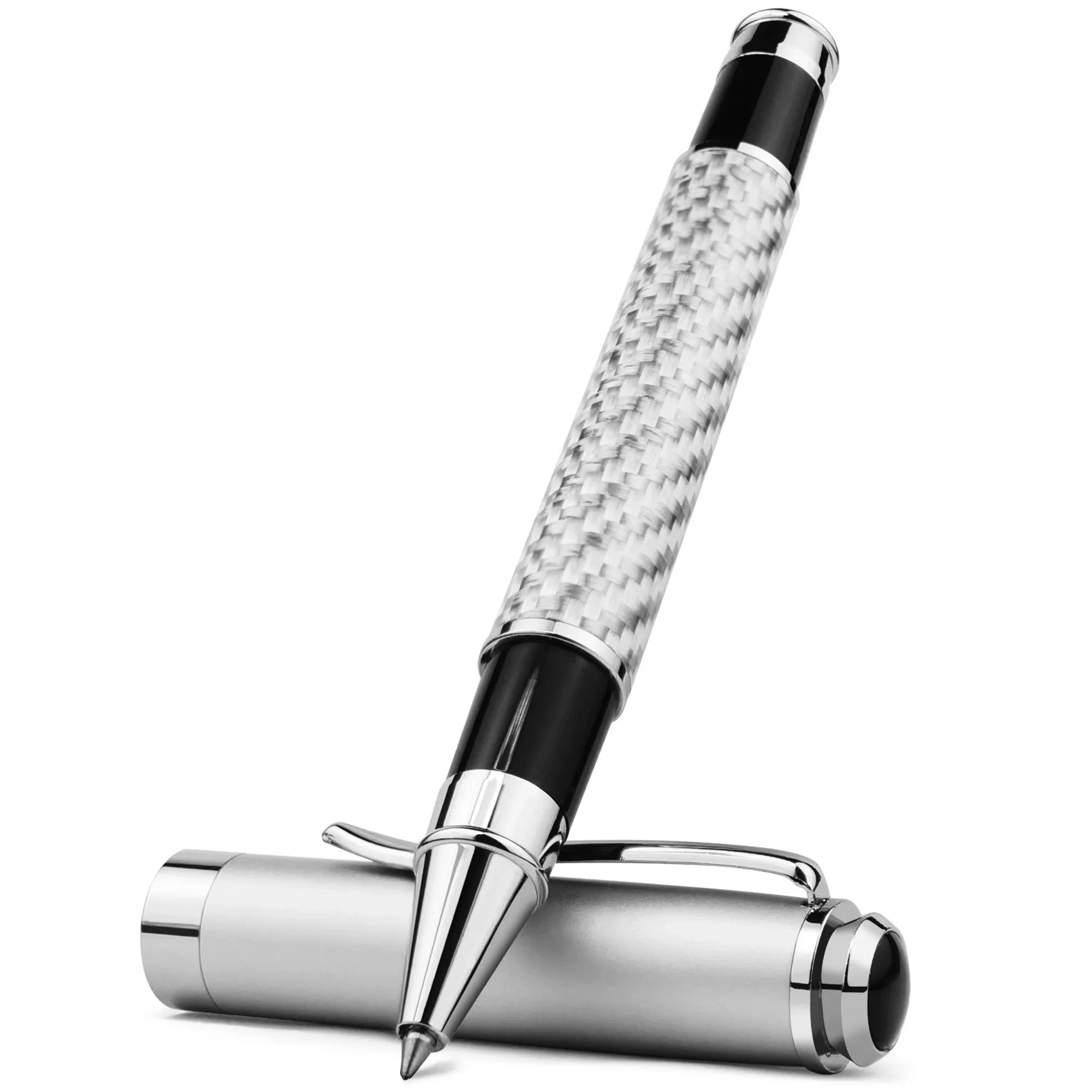 STONEGO handtekeningpen van koolstofvezel, premium metalen gelinktpennen Micro Point 0,5 mm zwarte inkt Glad schrijfbalpen - afbeelding 2