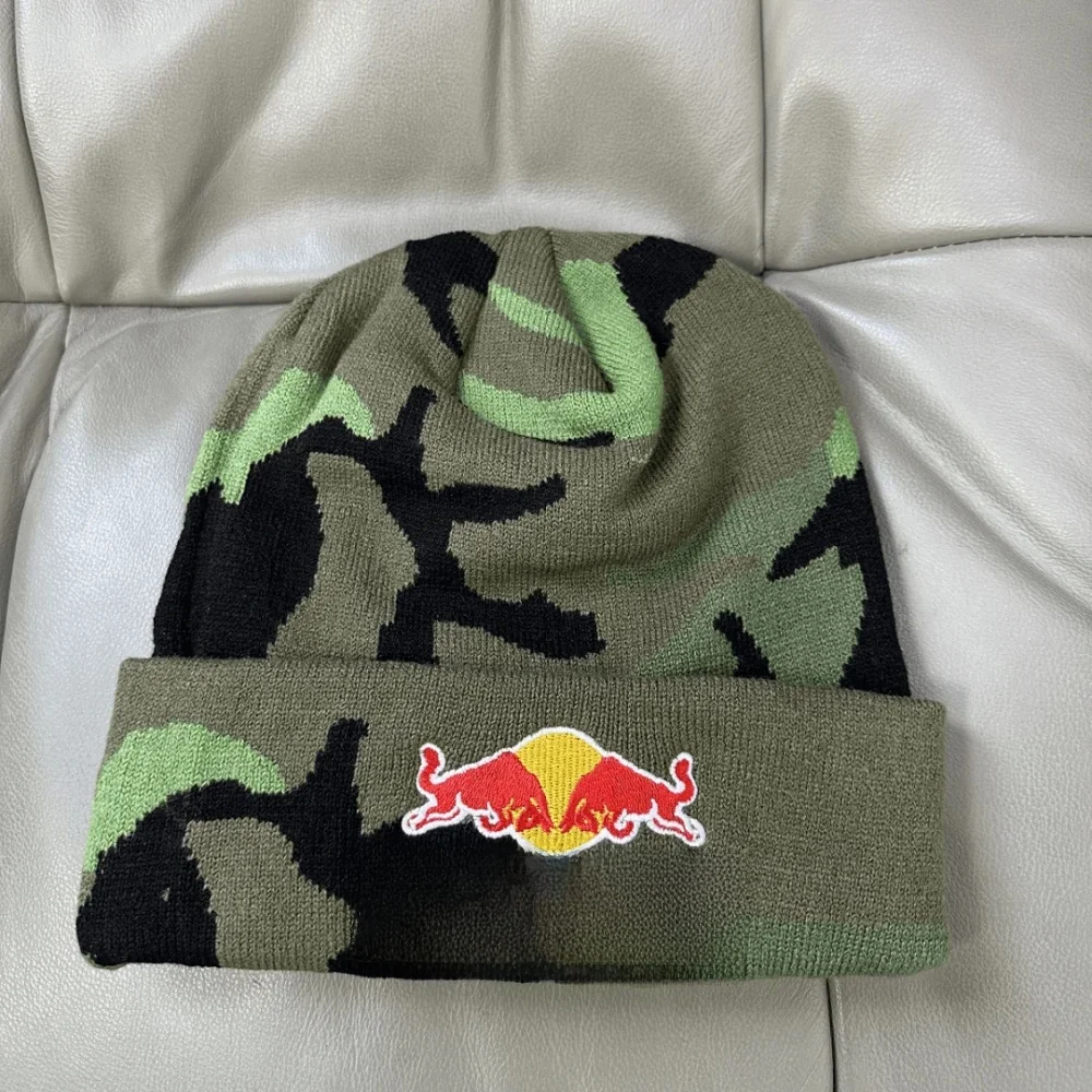 AliExpress RedBull New camouflage Beanie hat  casual Red Bull sports cap for men women warm knit winter hat fashion solid unisex Red Bull hat