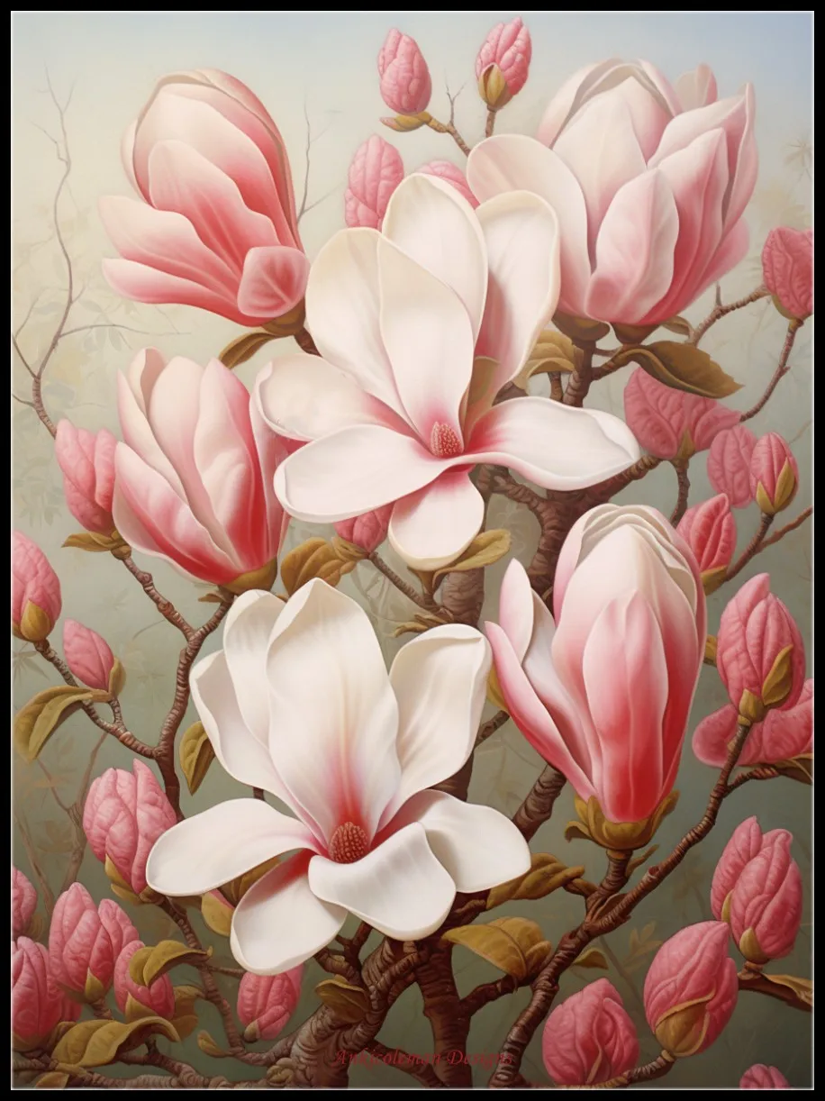 Embroidery Counted Cross Stitch Kits Needlework - Crafts 14 ct DMC Color DIY Arts Handmade Decor - Magnolias in Bloom