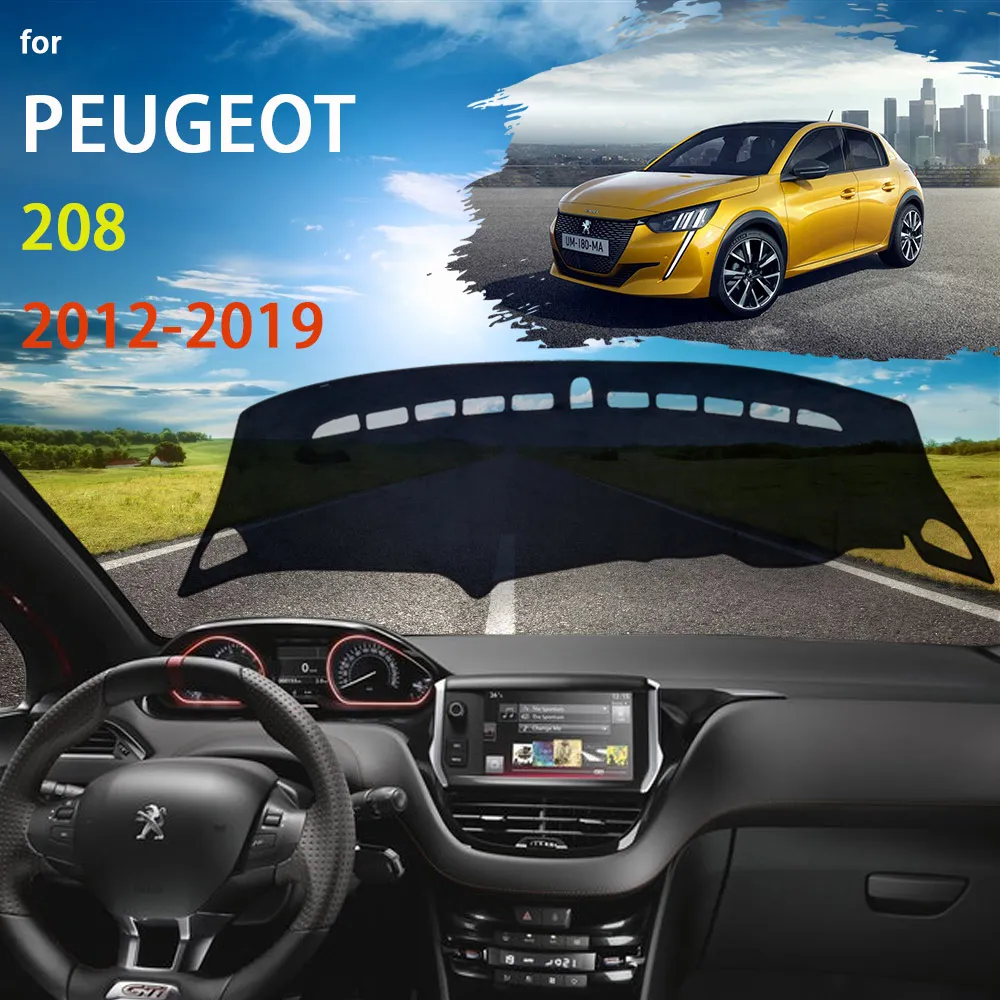 Dashboard Cover Protective Avoid Light Sunshade Carpet Mat For Peugeot 208 A9 2012~2019 Car Accessories 2015 2016 2017 2018