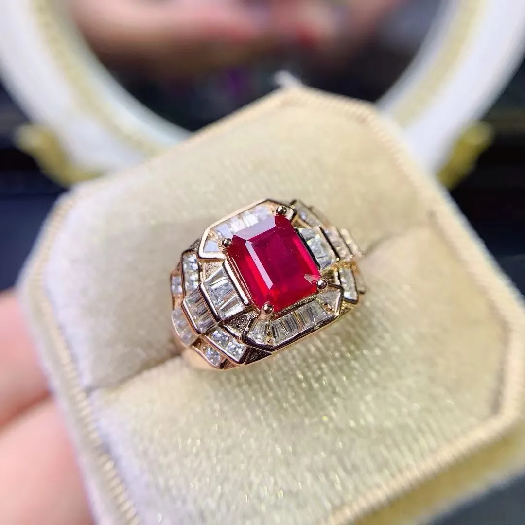 

KJJEAXCMY Fine Jewelry Natural Ruby Women's Ring S925 Silver Electroplated Rose gold give your girlfriend a birthday party gift