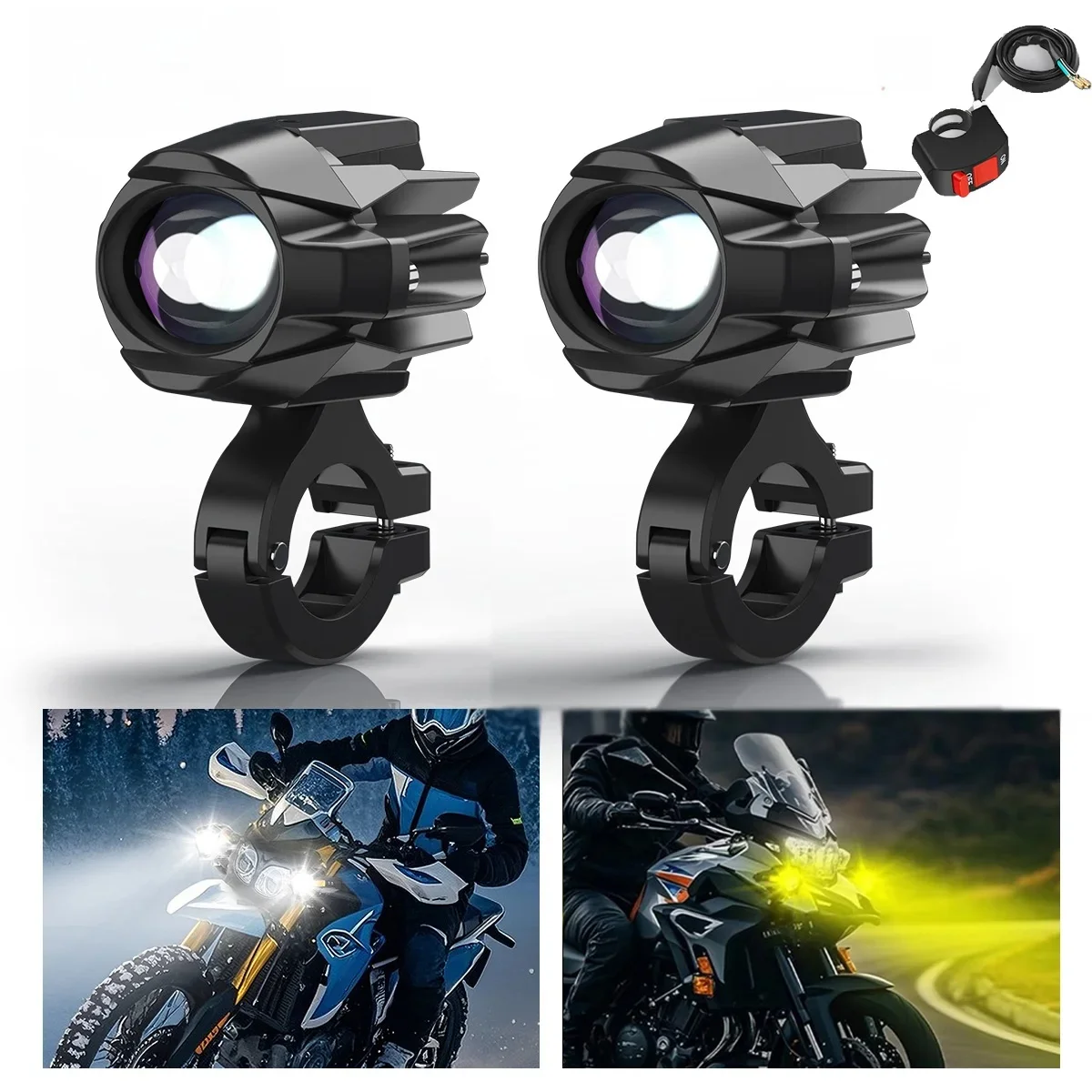 2szt Nowe motocyklowe światło przeciwmgielne Dodatkowa lampa 6000K Super jasne światło przeciwmgielne Zestawy DRL Żarówki LED do motocykla BMW — 2