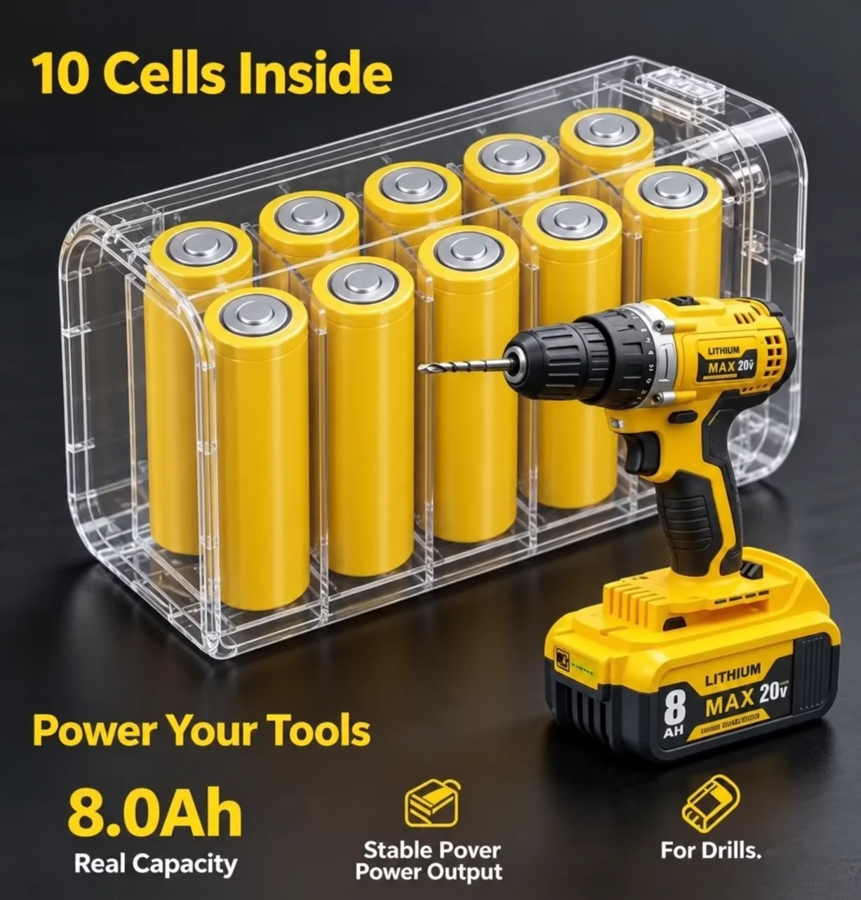 8.0Ah 20V/60V Replacement Battery for Dewalt, Compatible with DCB206 DCB205 DCB200 DCF887 DCG405 DCD791 DCF922 DCF850 DCD805 - view 4