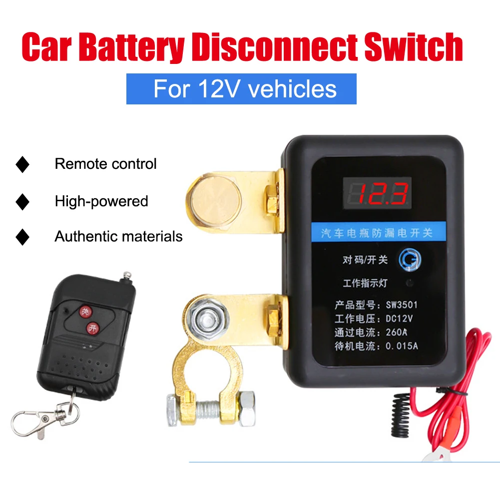 Remote Battery Disconnect Switch 12V 260A Kill Switch Automatic Power Off Prevent Battery Drain with Remote for Car Truck SUV