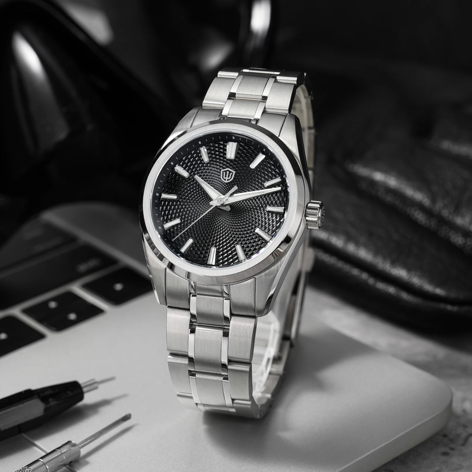 Watchdives WD0003G Guilloche Dial  Men Watch VH31 Sweep Seconds Quartz Movement Sapphire  Luminous 10Bar Waterproof 38mm Watches