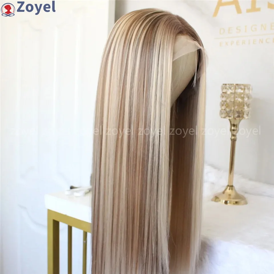 

Синтетический парик с кружевной передней частью 13x4, коричнево-русый, для женщин, длинные прямые волосы, термостойкое волокно, для повседневной носки