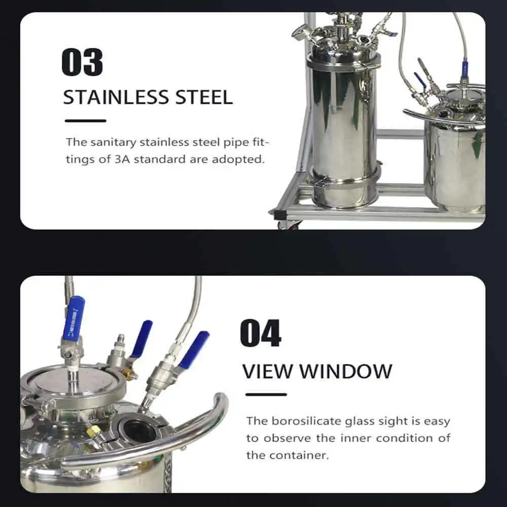 2LB Jacketed Closed Loop Extractor 4*24" Chamber with Removable Bracket