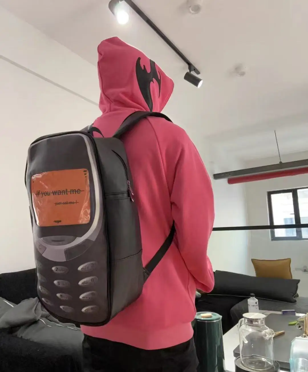 

Trendy unisex student backpack Y2K phone shaped pu leather backpack Large Capacity Boys Girls Travel bags
