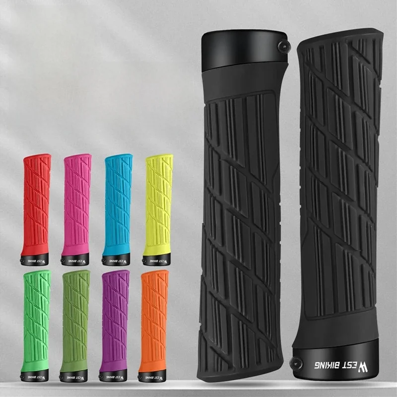 AliExpress West Biking WEST BIKING Bike Handlebar Grips Anti-slip Shock Absorption Bicycle Grips MTB Bike Aluminum Alloy Locking Ring Handlebar Cover