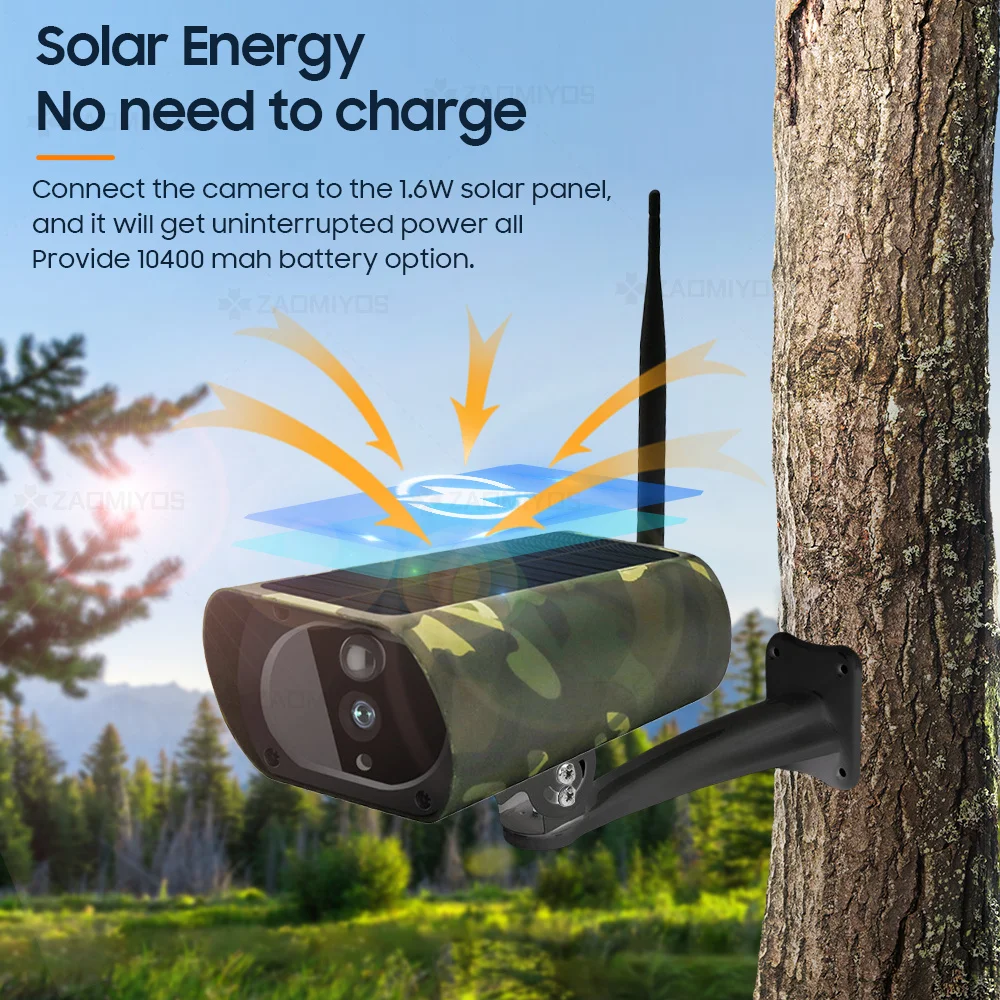 4G SIM Solar Outdoor Waterproof Camera 5MP 2K Wireless  Human/Animal Detection Surveillance 2-Way Talk Security Wildlife Camera