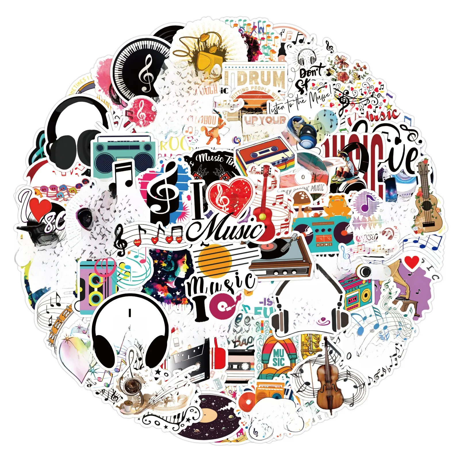 Autocollant Interdit Musique Chanson pour Ordinateur Portable, Bagages, Voiture, Réfrigérateur, Bricolage, Style Vinyle, 10, 30, 50, 100Pcs, 506