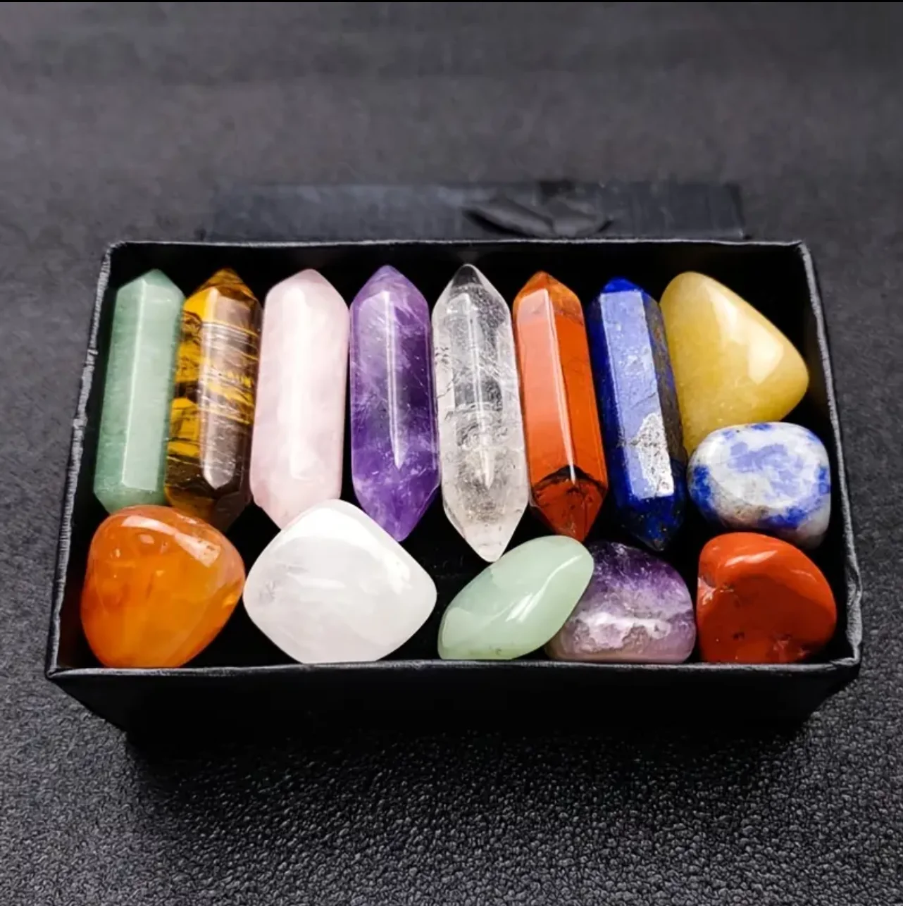 14pcs Quartz Crystal Chakra Healing Stones Set Hexagon Rose Quartz Gems For Meditation Mysterious Eastern Energy Helps Sleep