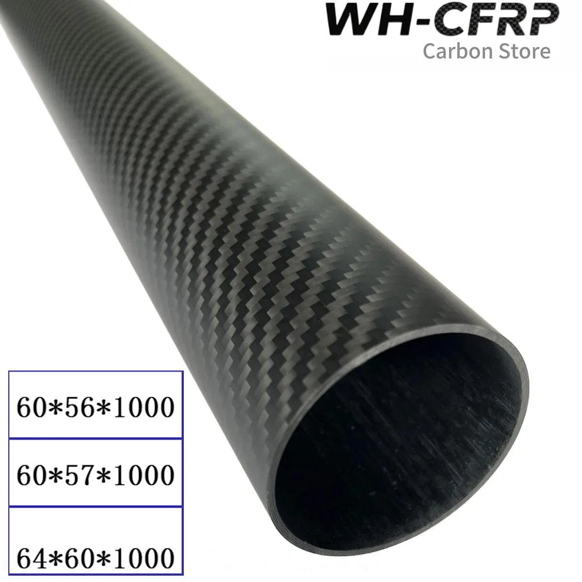 Length 1000mm OD60 OD64 ID56 57 60 Carbon Fiber Tube 3K Twill Matte Pipe High Composite Hardness Material Customized DIY