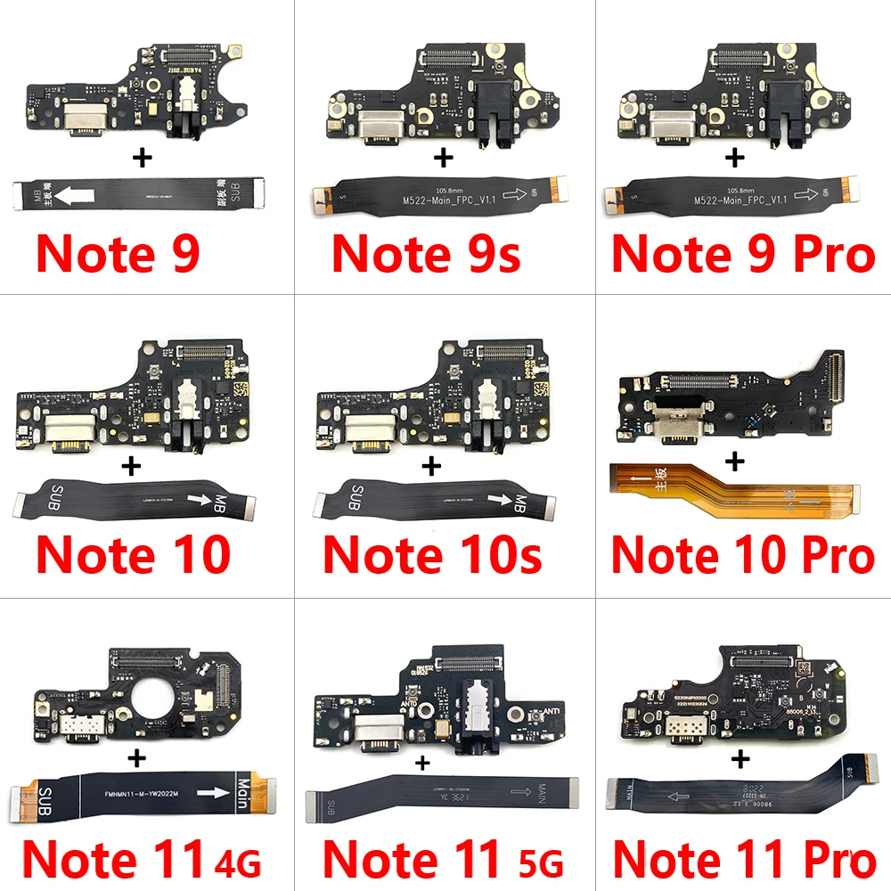 Connecteur de port de charge USB S6, carte mère principale, câble flexible, chargeur pour Xiaomi Redmi Note 7, 8, 8T, 9, 9s, 10, 10s, 11, 12 Pro