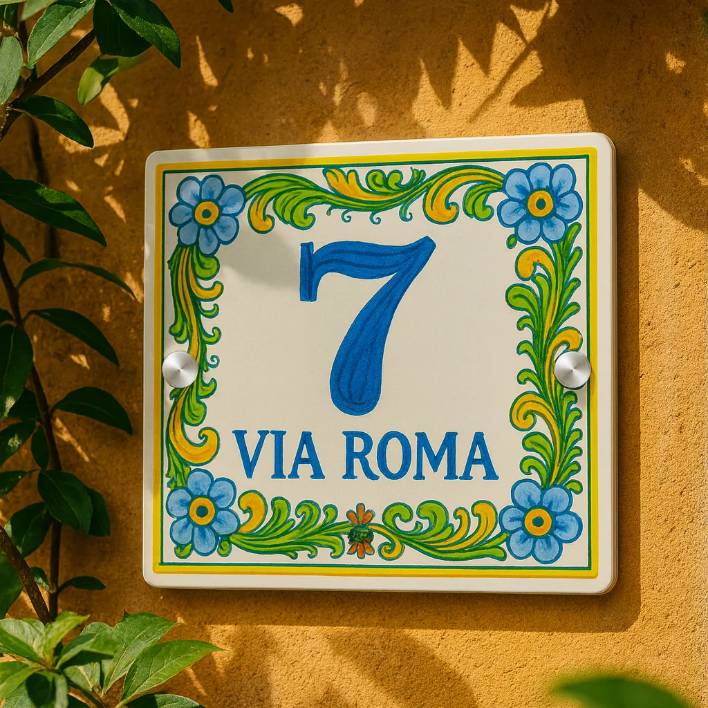 Acrylic UV Printed House Number Sign – Hand-Painted Style Custom Door Plaque, Outdoor Decorative Address Plate for Home