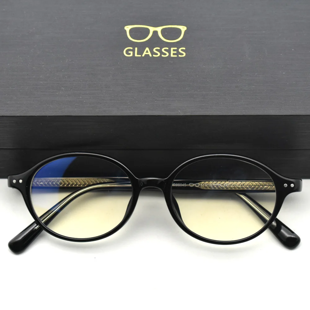 TR90 Anti Blue Light Computer Glasses Men Vintage Anti Eyestrain Oval Glasses Women Optical Rivets Metal Insert Frame Eyewear