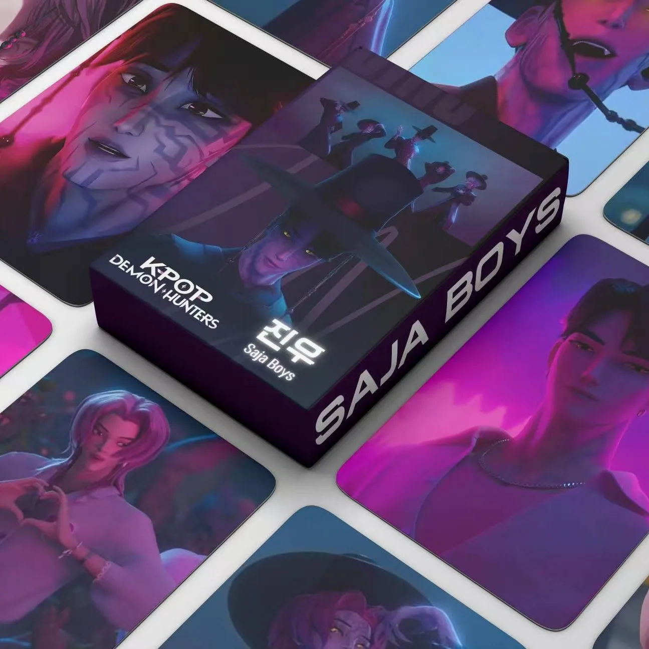 55 قطعة من بطاقات K-POP Demon Hunters Sajaboys LOMO - مجموعة Demon Hunters Boy Group Anime HD Photocards، مقتنيات الأفلام، هدايا المشجعين