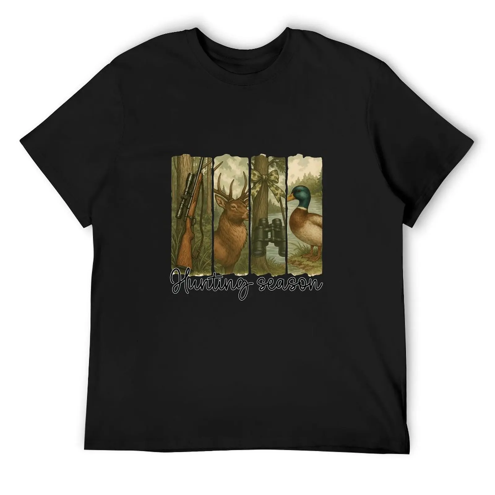 Simple Slogan Duck Hunting Mallard Camo Bow Black Cotton Tee Hunter Outdoor Weekend Casual Gift Shirt