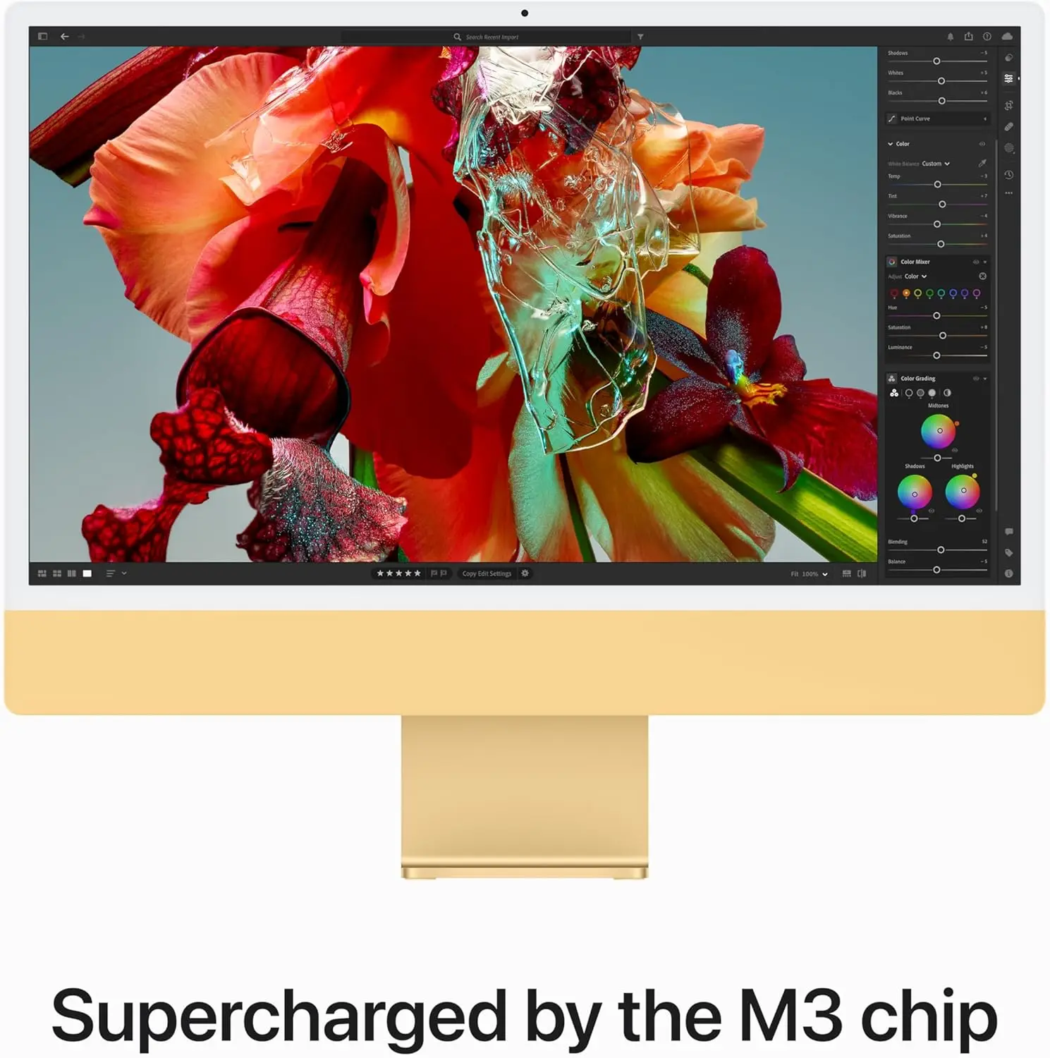 Computador desktop tudo-em-um com chip M3, CPU de 8 núcleos, GPU de 10 núcleos, tela Retina de 24 libras, memória unificada de 8GB, SSD de 256GB, 2023