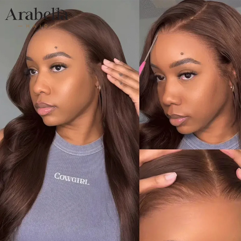 

ARABELLA Hair 13x6 Wear and Go Chocolate Brown Glueless Wig Body Wave Lace Front Wigs With Drawstring Bleached Knots Pre-Plucked