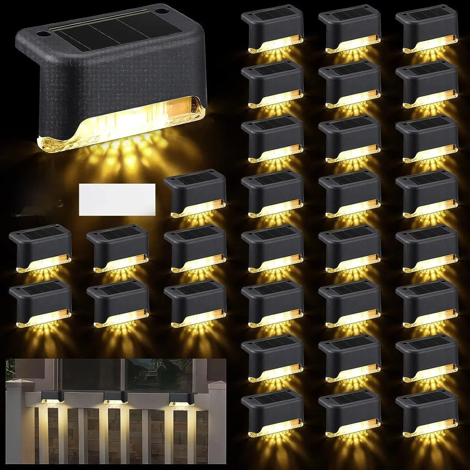 4-32 Pack LED Solar Step Lamp Path Stair Outdoor Garden Lights Wodoodporna dekoracja balkonowa do oświetlenia schodów Patio Stair Fence Light ﻿ — zdjęcie 2