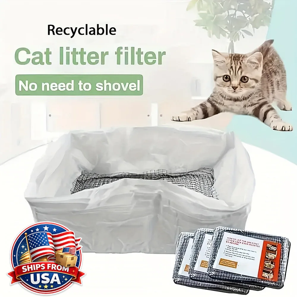 

10 шт. многоразовых мешков для кошачьего туалета, прочные сетчатые вкладыши для лотка с завязками, легко моются, портативные, для котят и домашних кошек