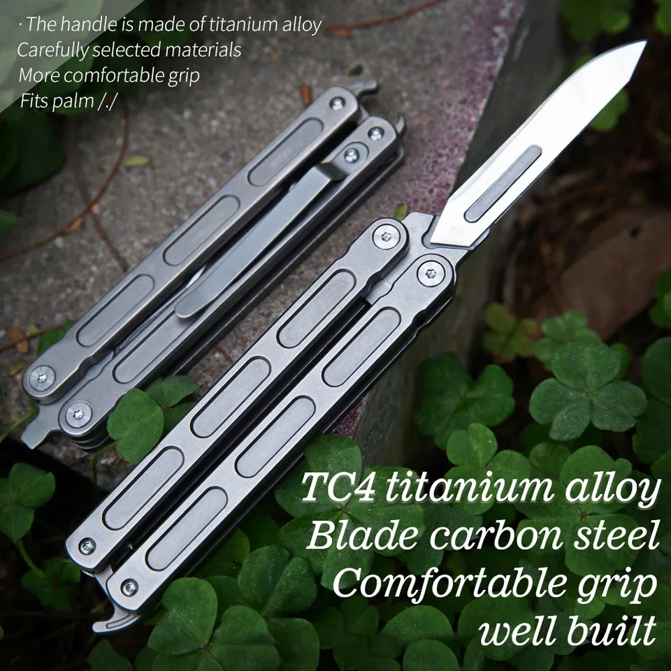 

TC4 Titanium Alloy Folding Knife Outdoor Self Defense Knife Multifunctional Tool Knife EDC Crowbar Scraper