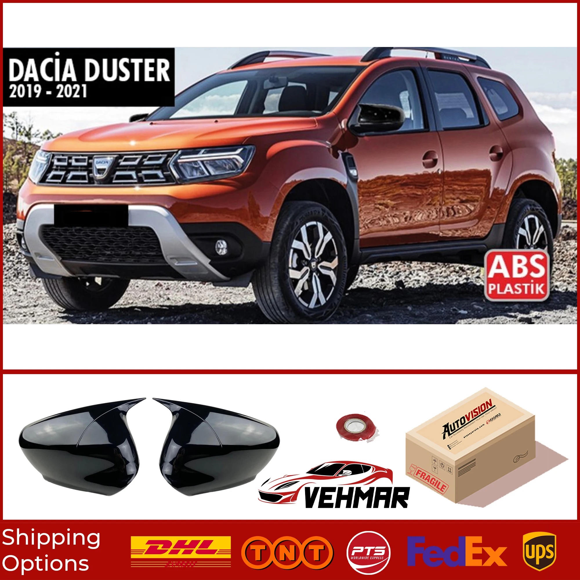 

Mirror Cover For Dacia Duster 2019 2020 2021 Bright Black BAT BATMAN Case CAR Shields External Parts