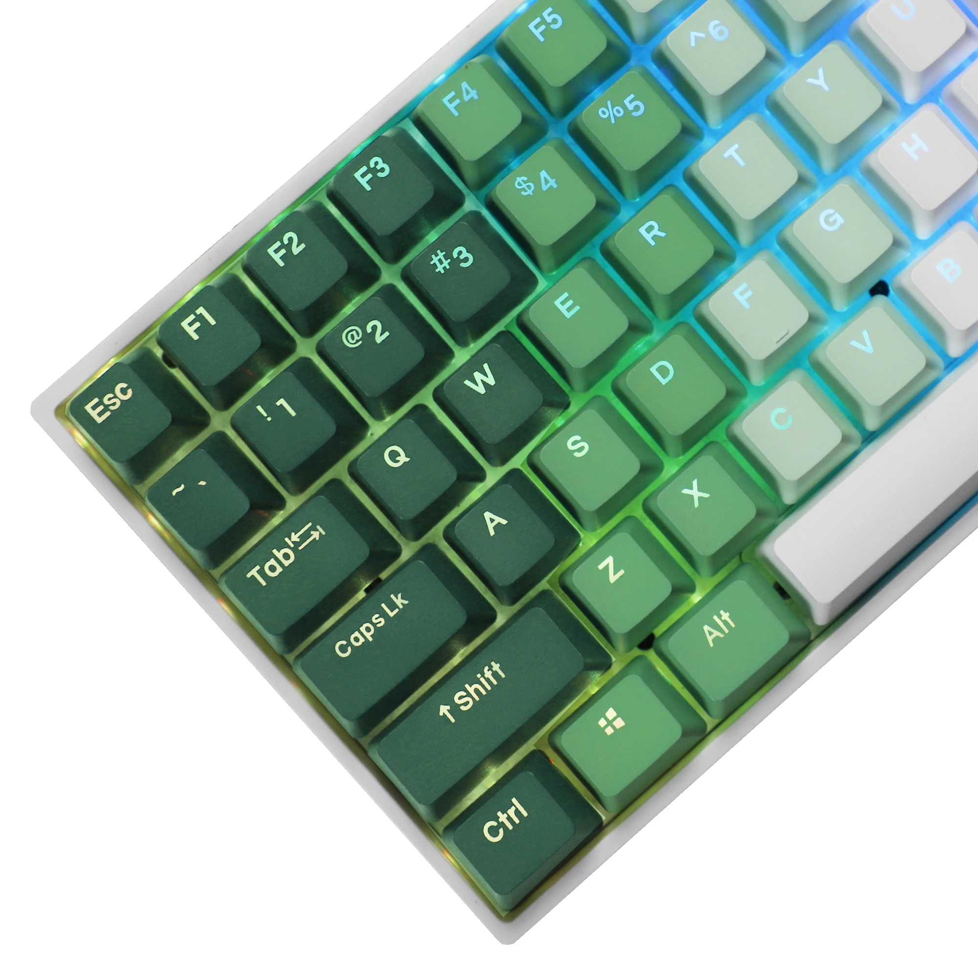 122 YMDK Double Shot Jade Cabbage Backlit Keycaps PBT OEM Profile Keycap For MX Mechanical Keyboard 104 87 84 68 61