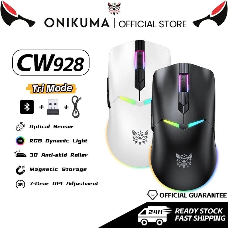 

Onikuma Cw928 Wireless Mouse Three-Mode Adjustable 12000Dpi Mechanical Gaming Mouse Lightweight Design 1000Hz 8Ms Delay