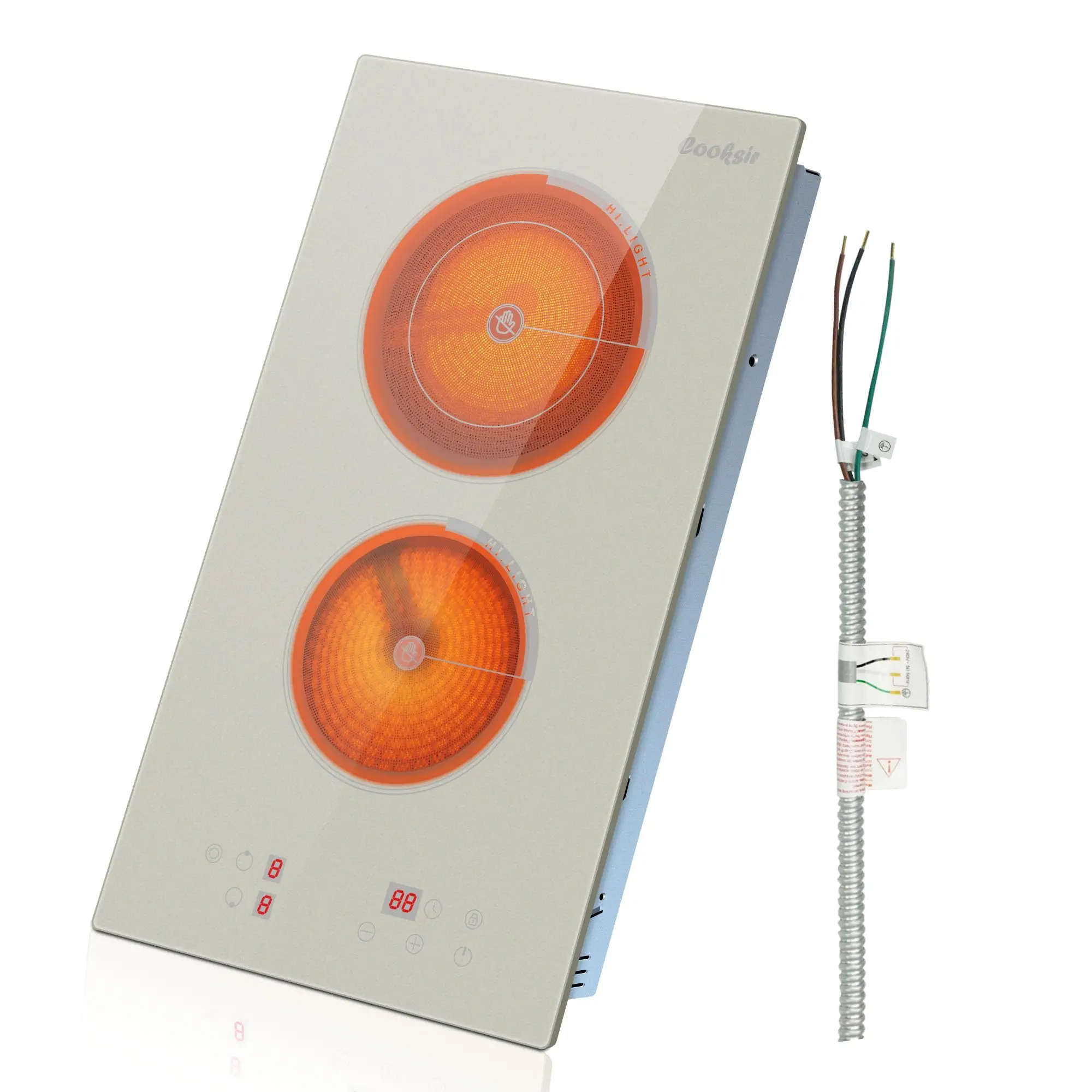 

Электрическая варочная панель с 2 конфорками — электрическая плита мощностью 3200 Вт, 12 дюймов, белая, керамическая варочная панель с двумя конфорками, 220–240 В, жесткая проводная, без вилки