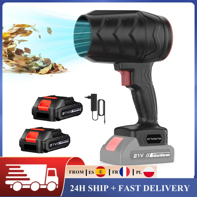 Souffleur d'air puissant 36000 tr/min, ventilateur turbo électrique sans fil, souffleur de feuilles, outil de nettoyage des feuilles tombées, de la neige et du sable, compatible avec batterie 21V