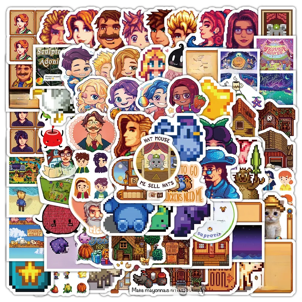 AliExpress MINISO 10/30/50/100pcs Stardew Valley Stickers Kawaii Cartoon Graffiti Decals Skateboard Bicycle Guitar