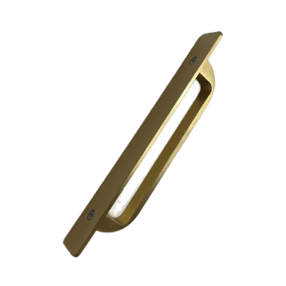 Modern Brushed Gold Aluminum Alloy Sliding Door Flush Pull Handle Recessed Embedded Pull for Barn Door Wardrobe Cabinet Hardware