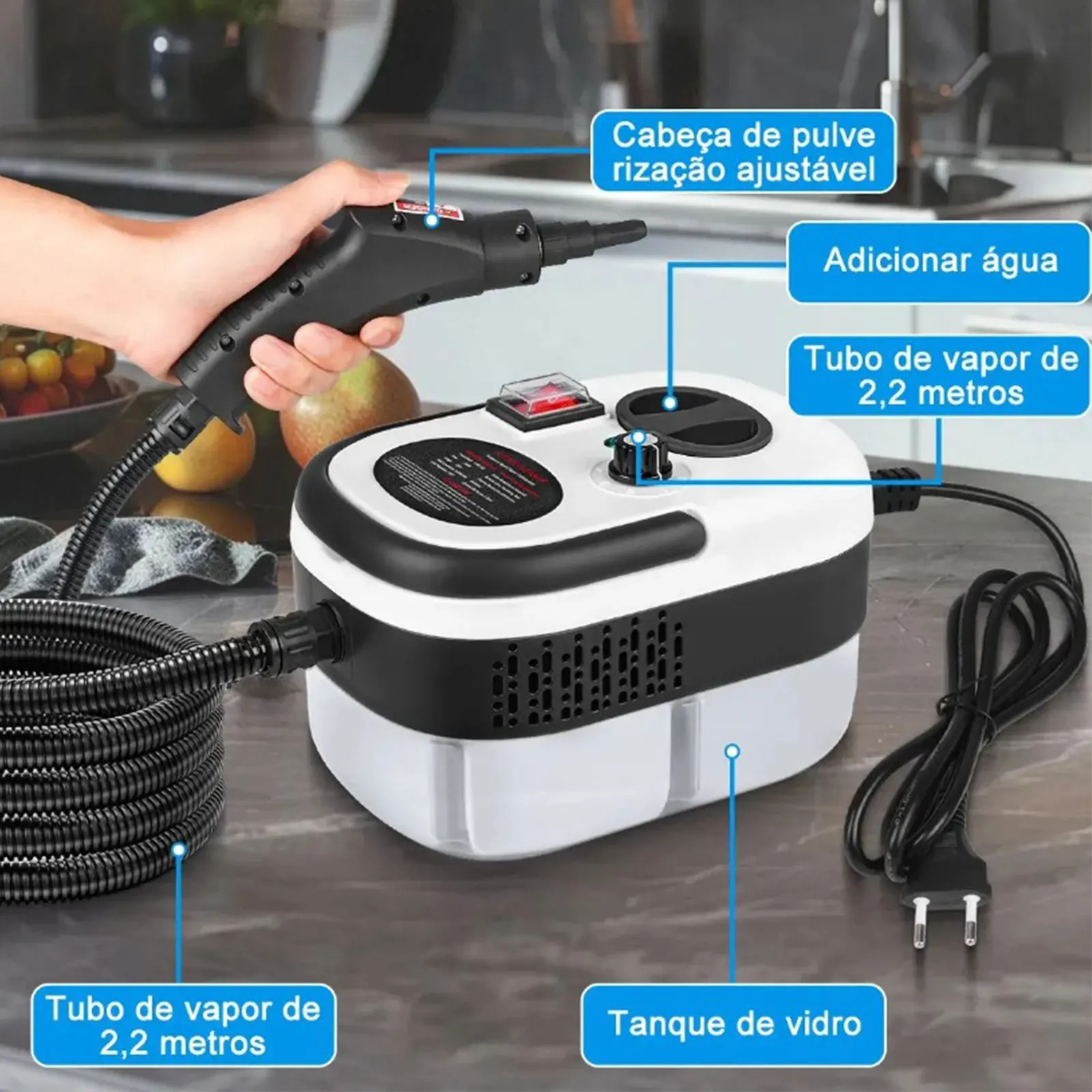 Ручной пароочиститель 2500 Вт, высокотемпературная пароочистка для кондиционера, кухонная стерилизация, дезинфектор, вилка европейского стандарта