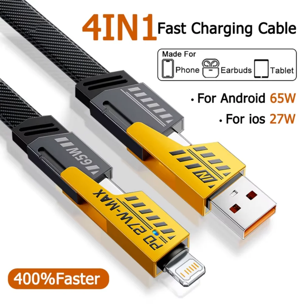 65W Mecha Style Fast Charging USB Cable For Apple iPhone 13 14 12 11 15 17 Air 16 Pro Max Plus TypeC Data Cord Phone Accessories