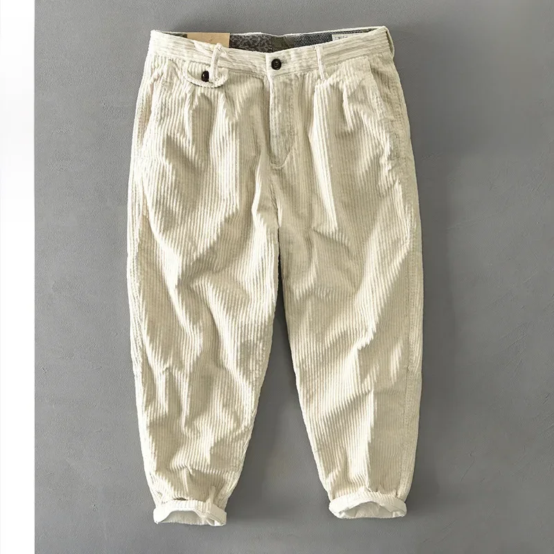 Pantalon en velours côtelé multi-poches pour hommes, vêtements de travail tout match, coton, style safari décontracté, document solide, automne, hiver, nouveau, AZ325