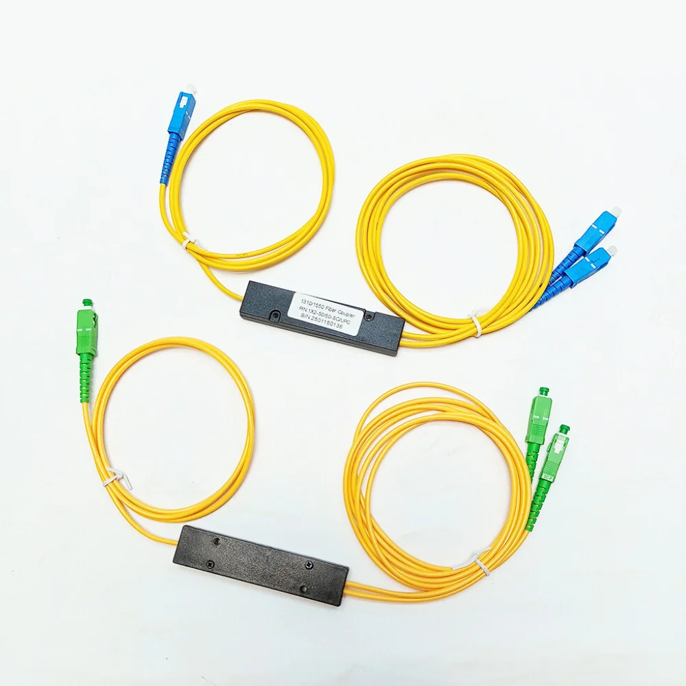 SC APC/UPC 1X2 FBT Fiber Optic Cable Cord Sleeve Taper Type Splitter Computer 1 Point 2 Fiber Optic Splitter Box Tapered 1 To 2