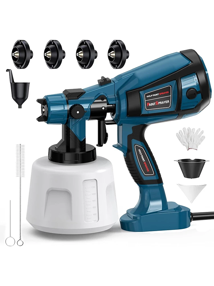 Elektryczny pistolet do malowania, pojemność 1400 ml, moc 850 W, wysokiej jakości system HVLP, wyposażony w 4 dysze, idealny do malowania mebli, szafek, ogrodzeń, ścian, drzwi i innych prac DIY. — 2