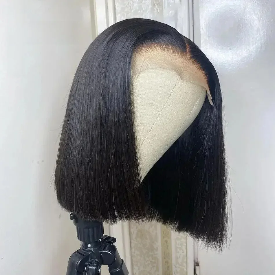 Korte Bob Pruik Transparant Kant Frontale Pruiken Menselijk Haar 100% Rechte Bob Pruiken Pre Geplukt 13x4 Kant voor Pruiken Voor Zwarte Vrouwen - afbeelding 2