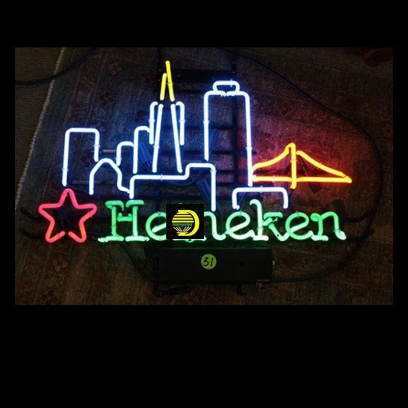 شيكاغو يحب هاينكي النيون علامات اليدوية أنبوب زجاجي أضواء النيون متجر الترفيه جدار النوافذ علامة مميزة ضوء النيون LAmps #6