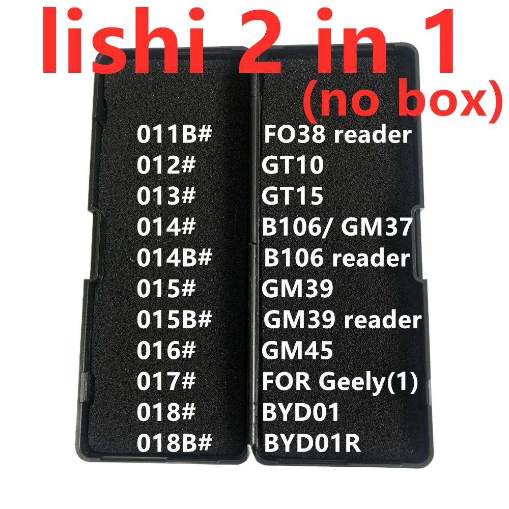 No Black Box LiShi 2 in 1 FO38 reader GT10 GT15 B106 GM37 GM39 GM45 BYD01 BYD01R for Geely Locksmith Tools Lock smith Supplies