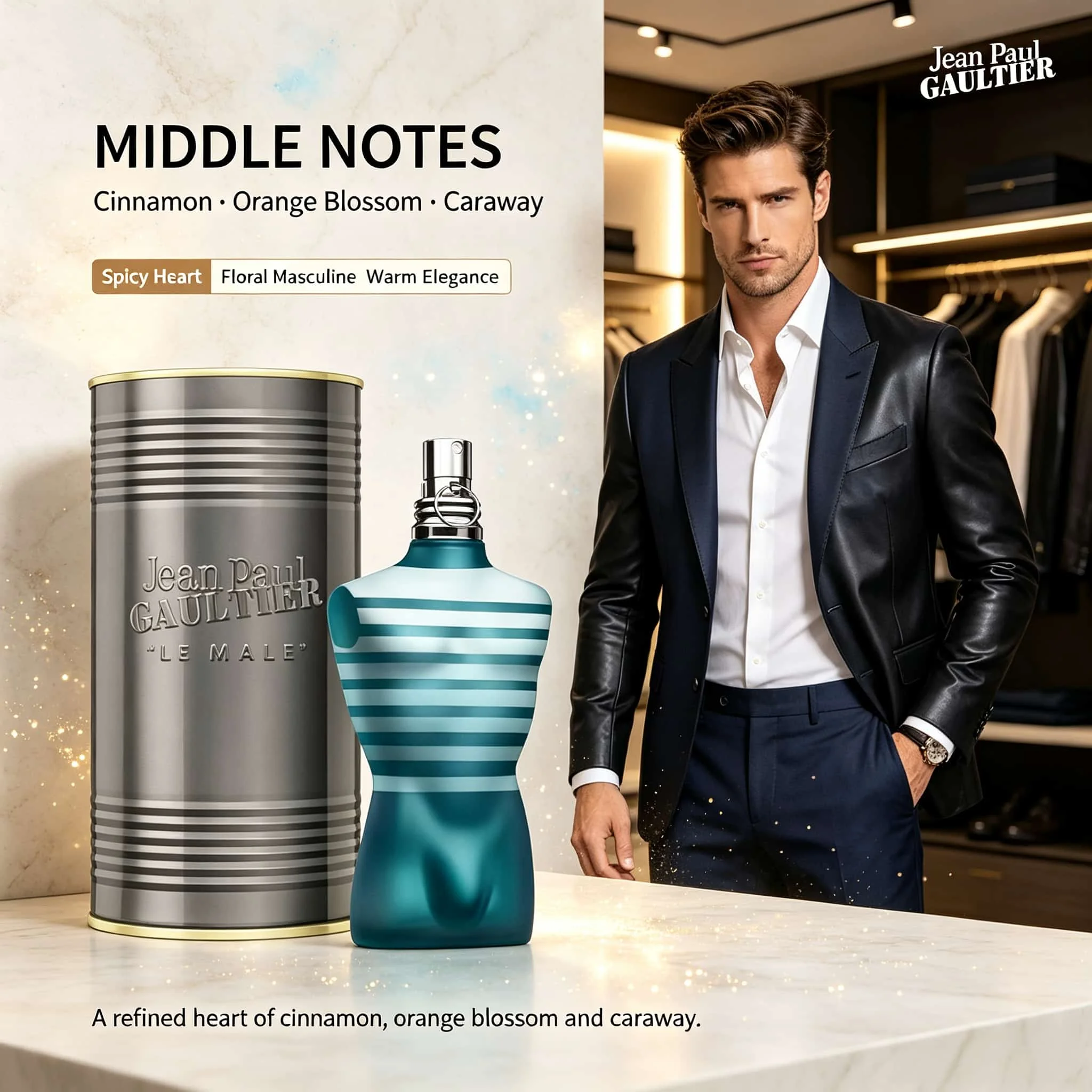 Jean Paul Gaultier Le Male Eau De Toilette for Men - 125 ml 4.2 oz Fougere Perfume Featuring Lavender and Vanilla. Free from Alcohol and Formaldehyde; a Delicate Fragrance Suitable for Modern People's Work and Dating. view 3