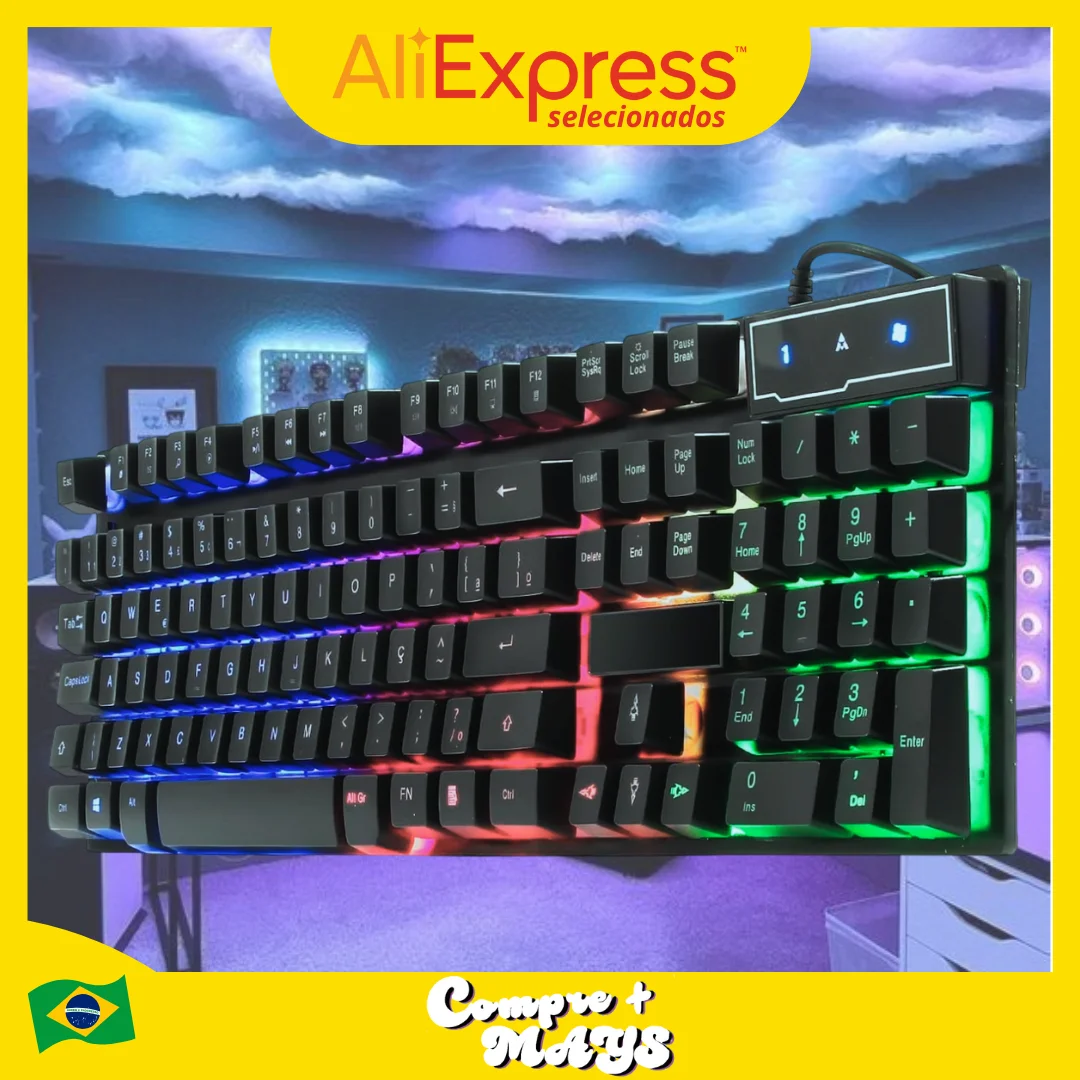 Gamer Keyboard Semi Mechanical Led Luminous Professional Abnt2 Brazil Master the Game Illuminate Play Performance and Gameplay